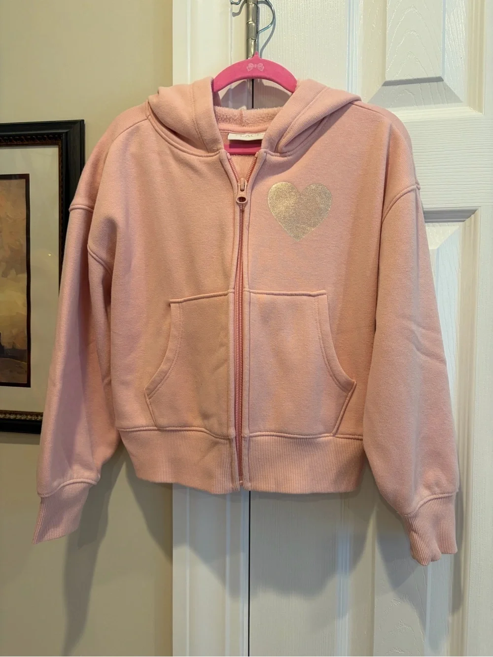 The Children’s Place Pink Zip Hoodie with Glitter Heart